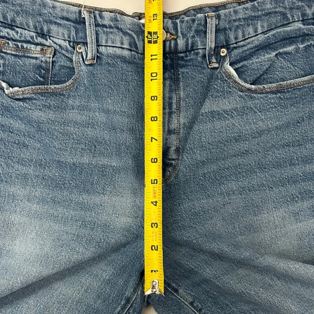 Good American Jeans Women 14 The Weekender Cuffed Blue High Rise Straight Leg